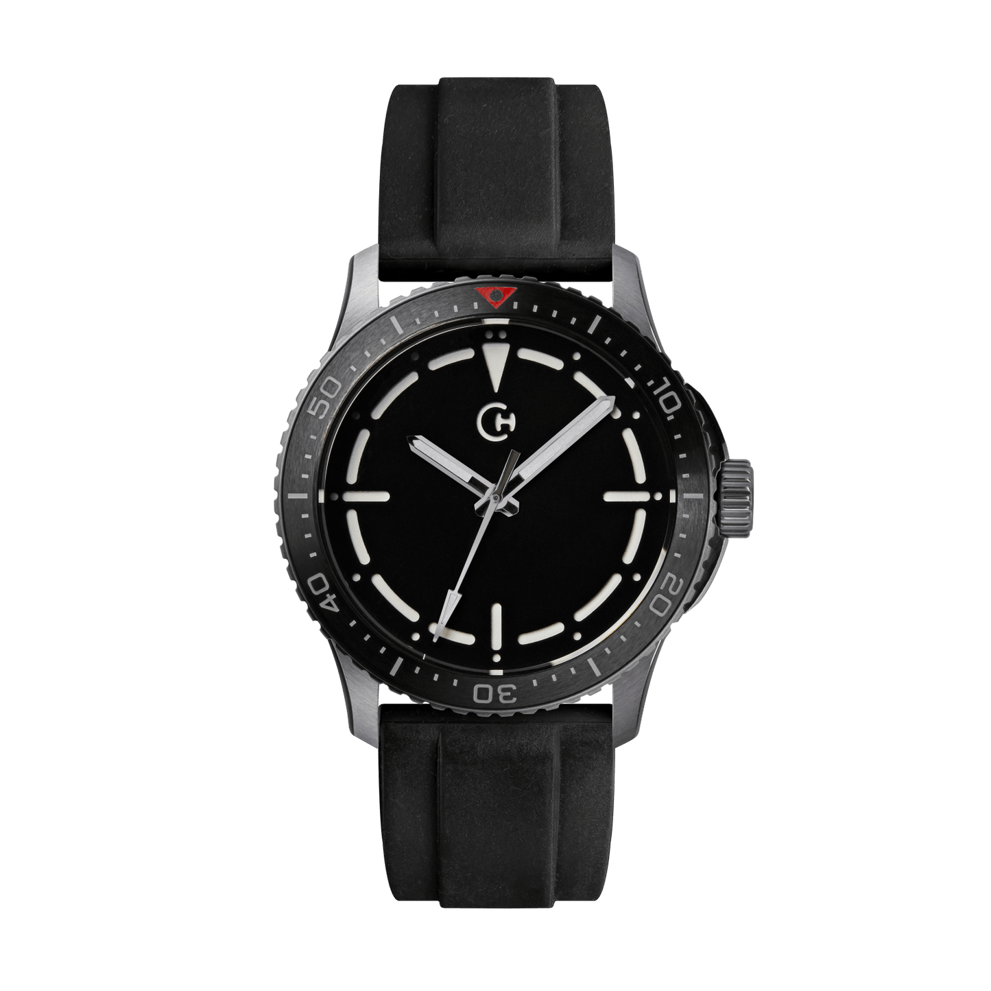 SeaQuest Dive černý gumový řemínek, 22mm, rychloupínací stěžejka, potápěčské hodinky Chronotechna bílý číselník, ocelové pouzdro