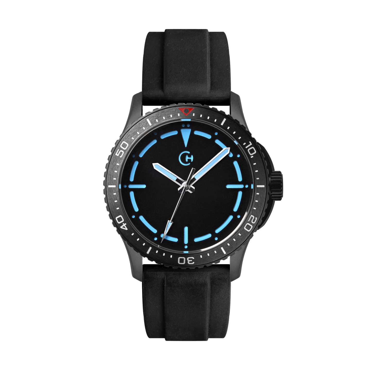 SeaQuest Dive černý gumový řemínek, 22mm, rychloupínací stěžejka, potápěčské hodinky Chronotechna modrý číselník, DLC pouzdro