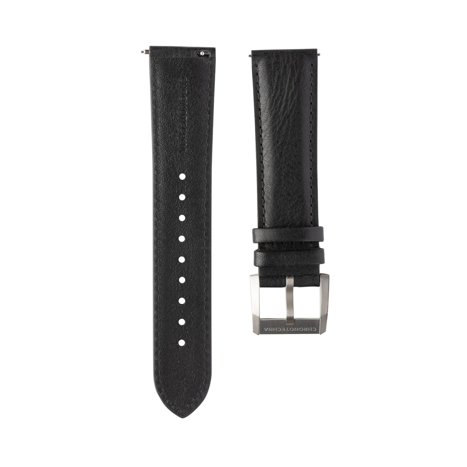 SeaQuest Dive pásek od značky Chronotechna, 22mm, černý kožený, rychloupínací stěžejka, ocelová přezka