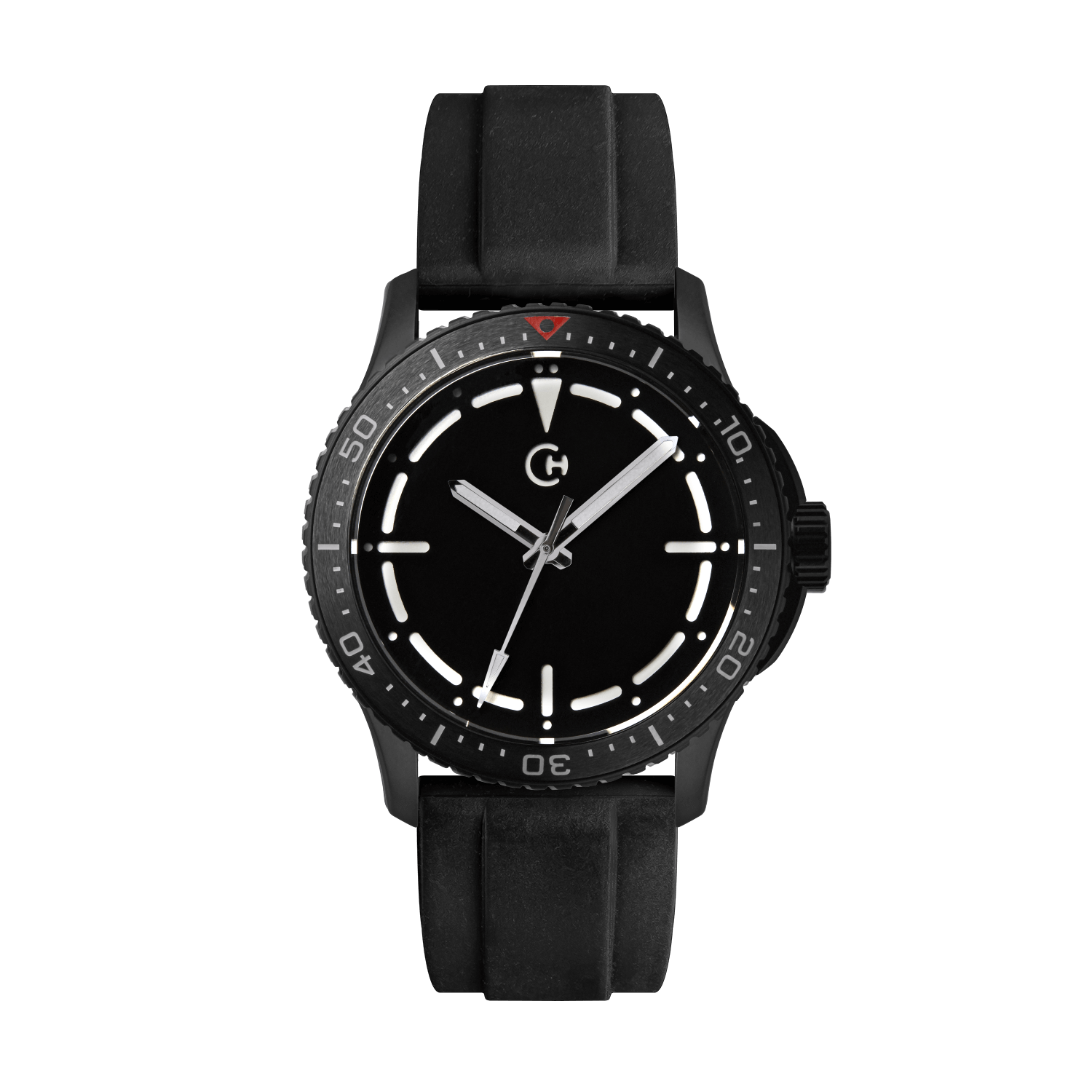 SeaQuest Dive černý gumový řemínek, 22mm, rychloupínací stěžejka, potápěčské hodinky Chronotechna bílý číselník, DLC pouzdro