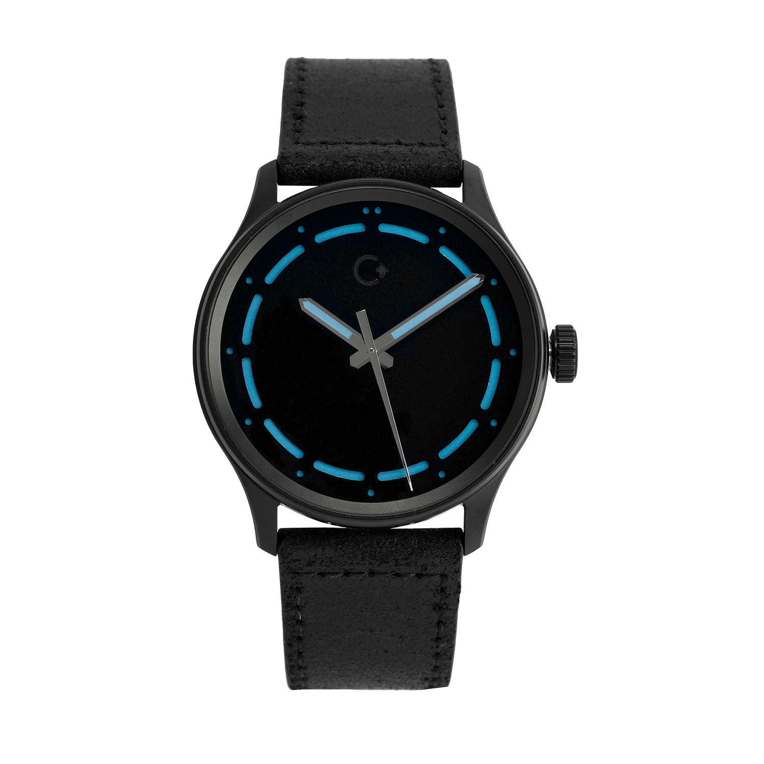 Přesné a odolné hodinky DLC NanoBlack Blue dial with Sellita SW200-1 movement, 100m of waterproofness, durable and accurate watch, super black watch face