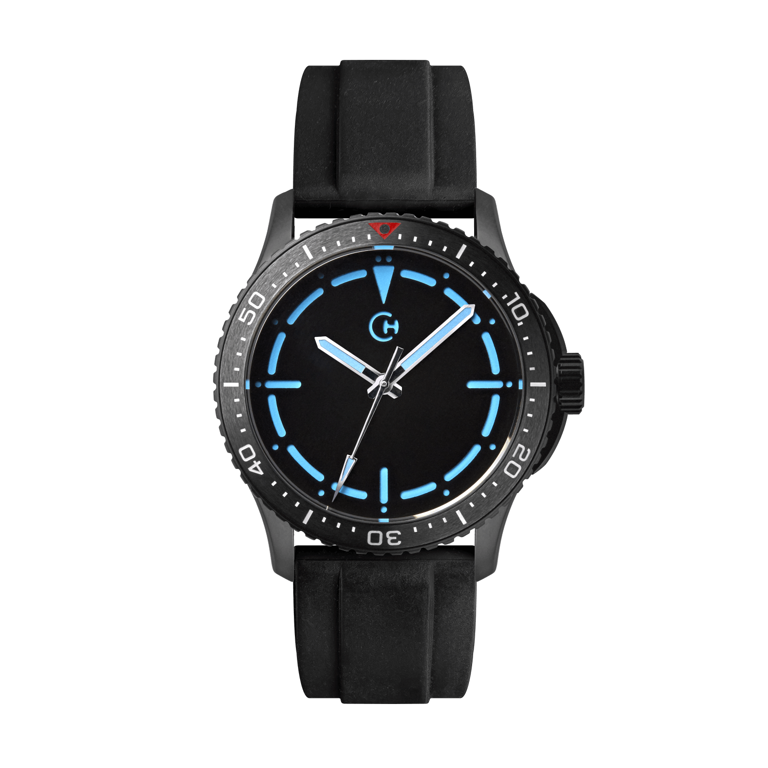 SeaQuest Dive černý gumový řemínek, 22mm, rychloupínací stěžejka, potápěčské hodinky Chronotechna modrý číselník, DLC pouzdro