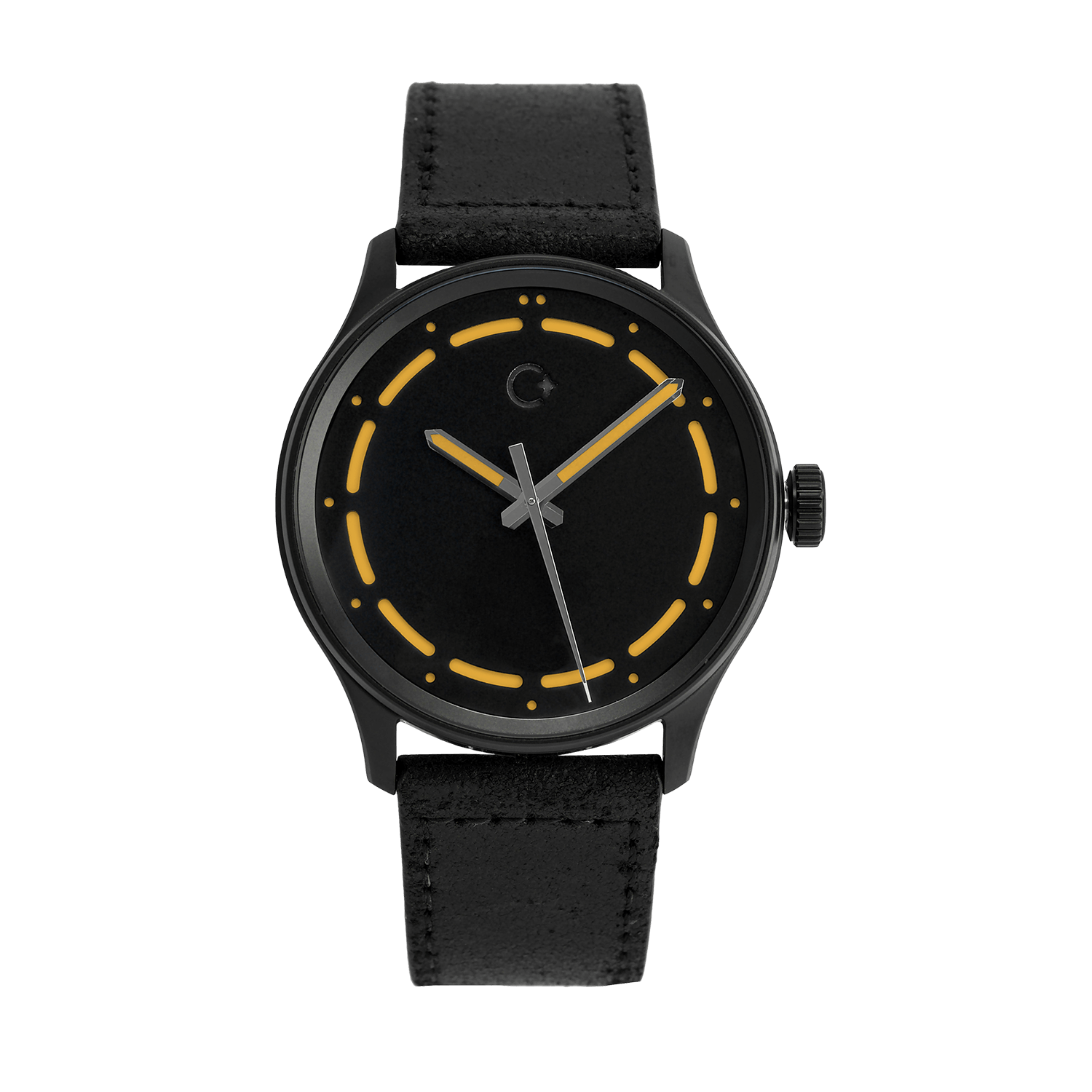 DLC oranžové NanoBlack hodinky od značky Chronotechna, pouzdro 42mm, černý kožený pásek 22mm, rychloupínací stěžejka, vodotěsnost do 100m, Swiss made