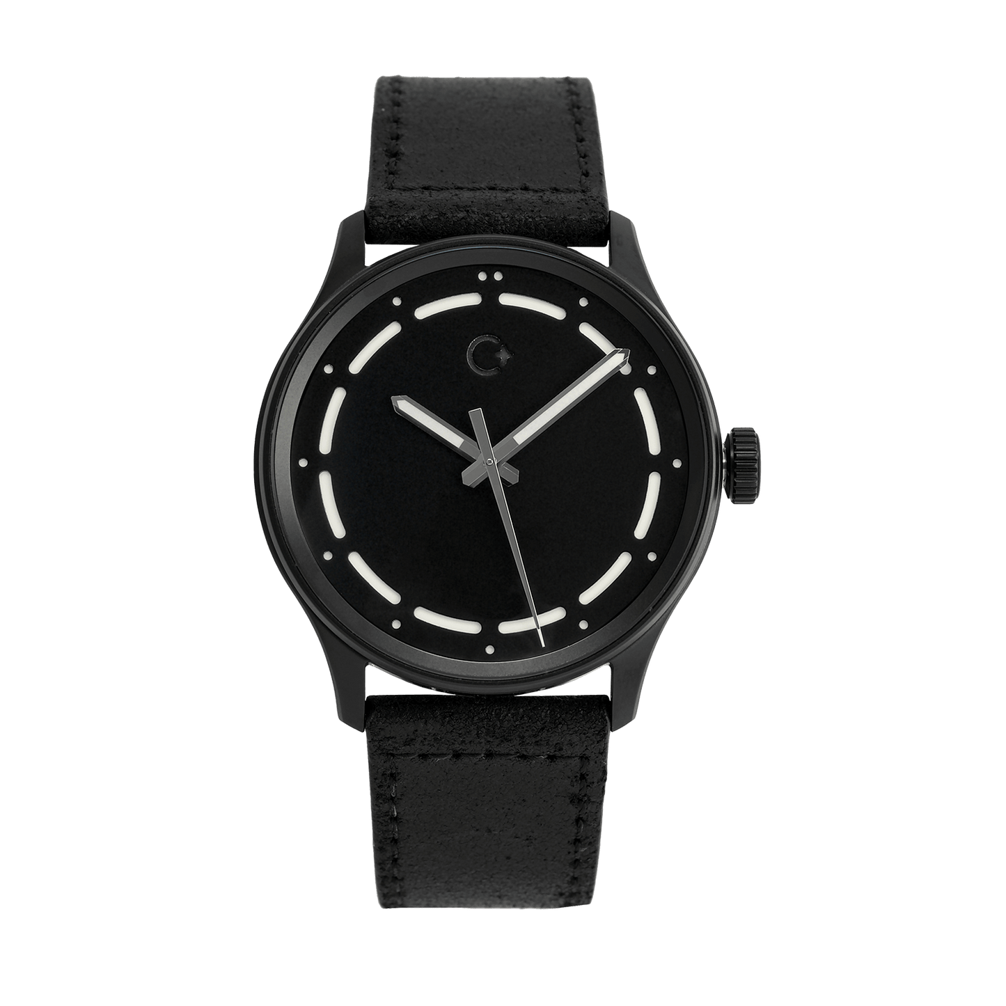 DLC White NanoBlack watch from Chronotechna, 2018, 42mm case, black leather strap 22m, Sellita SW200-1, luminescence, Swiss Made