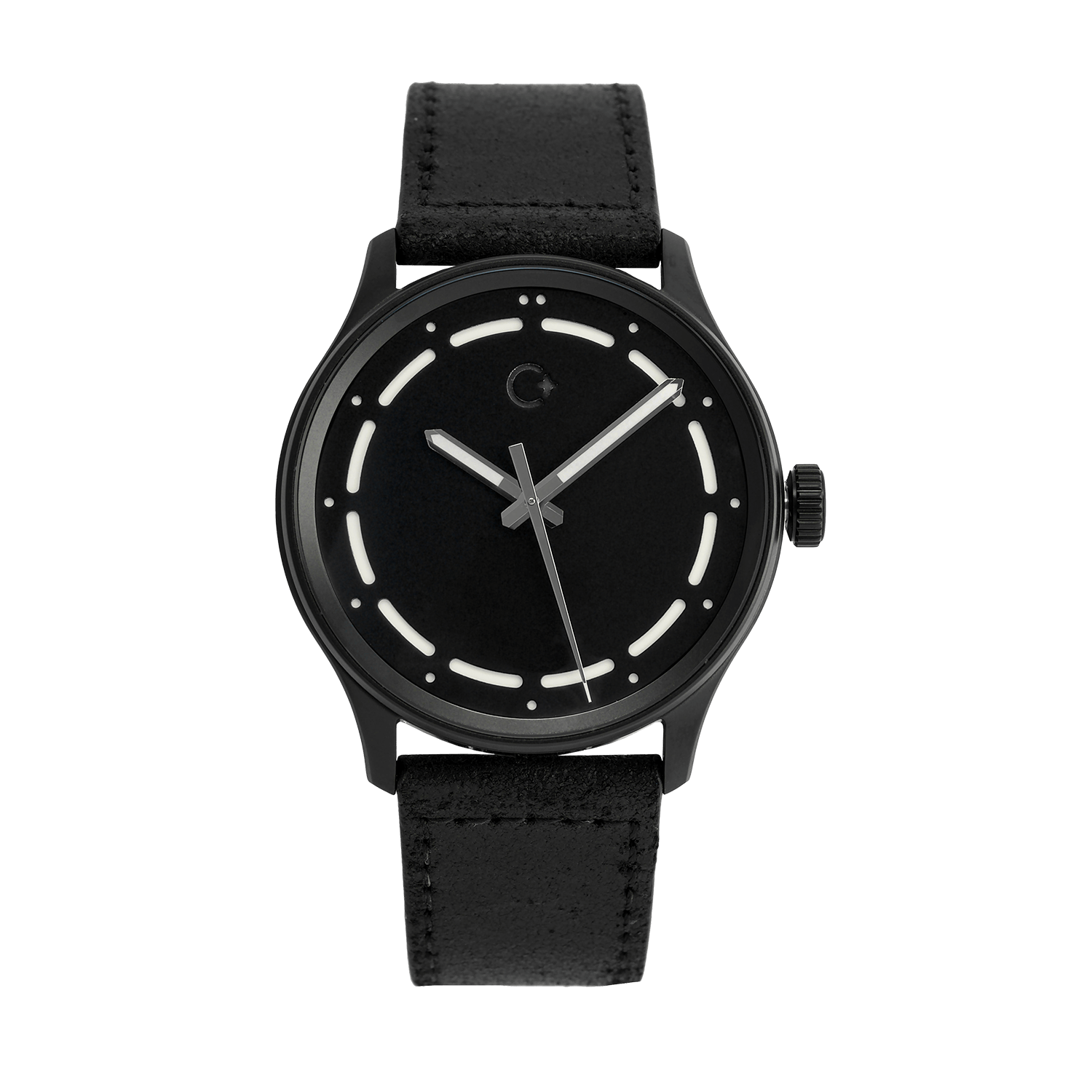 DLC White NanoBlack watch from Chronotechna, 2018, 42mm case, black leather strap 22m, Sellita SW200-1, luminescence, Swiss Made